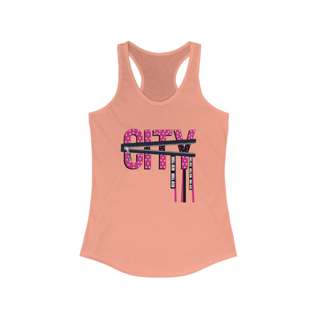 ⭐ CITY Lights Racerback Tank – White & Pink Star Zip Graphic