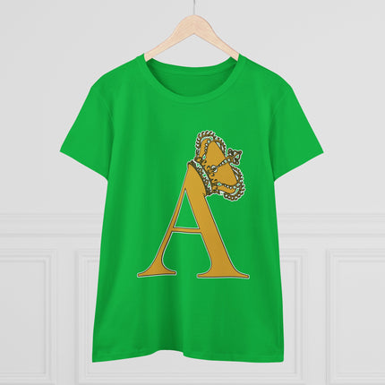 Print Queen Letter A, Women's Midweight Cotton Tee