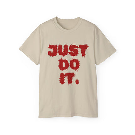⚡️JUST DO IT." Spiky Letter Tee – Bold White Edition