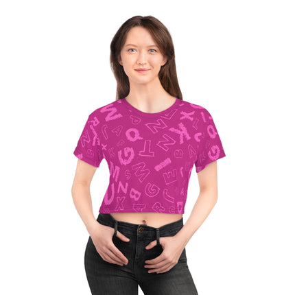 🟣 Alphabet Pop Crop Tee – Purple Edition
