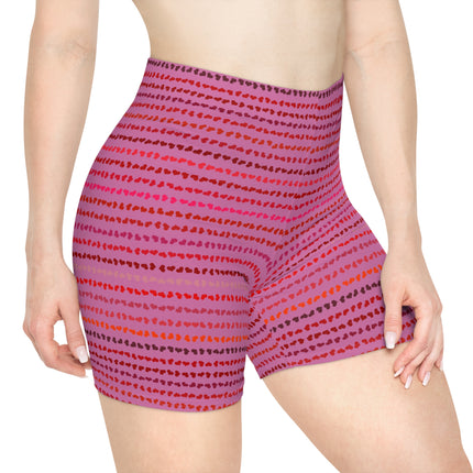 💖 Heartbeat Motion Shorts – Pink & Red Micro-Print
