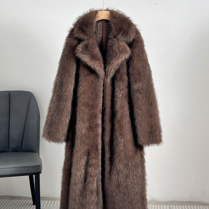 Autumn And Winter Extended Imitation Fur Coat Overcoat