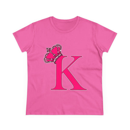 👑 “K” Royal Monogram Tee – Bold in Magenta & Crowned in Pink