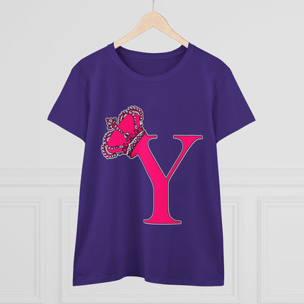 Women's Midweight Cotton Tee, Print Queen Letter Y