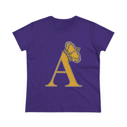 Print Queen Letter A, Women's Midweight Cotton Tee