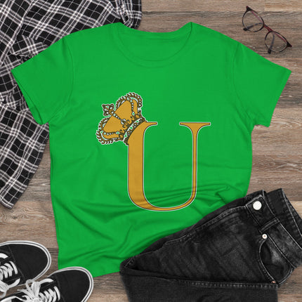 👑 Majestic “U” Monogram T-Shirt – Royal Gold on Regal Magenta