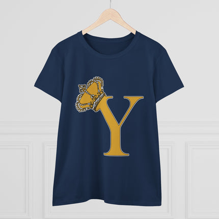 Women's Midweight Cotton Tee, Print Queen Letter Y