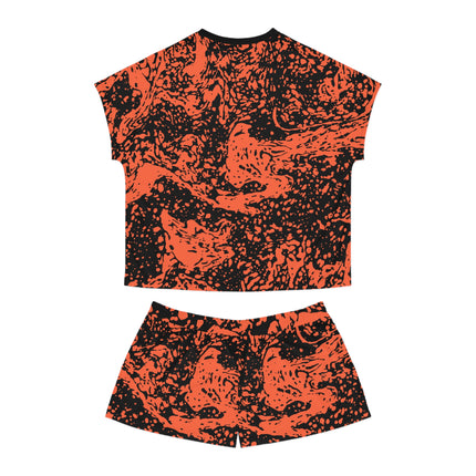 🧡 Urban Blaze Set – Abstract Orange & Black Matching Tee & Shorts