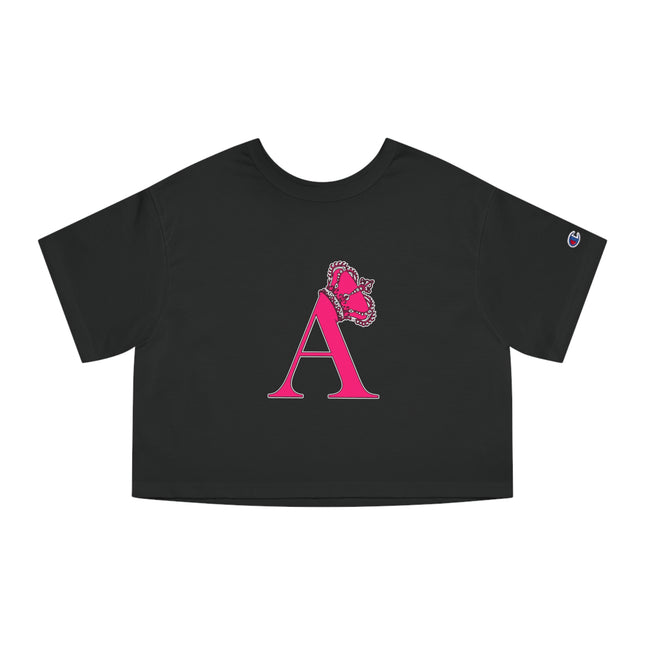 👑 Crowned Initial “A” Cropped Tee – Royal Letter Statement