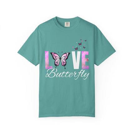 🦋 LOVE Butterfly” Graphic T-Shirt – Soft Teal