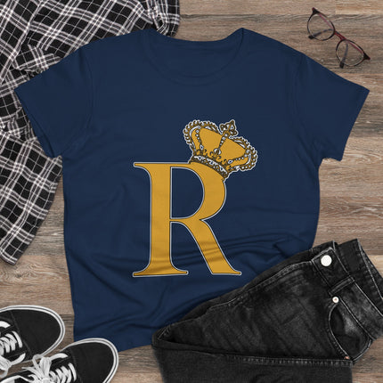 👑 “R” Monogram Tee – Regal in White & Gold