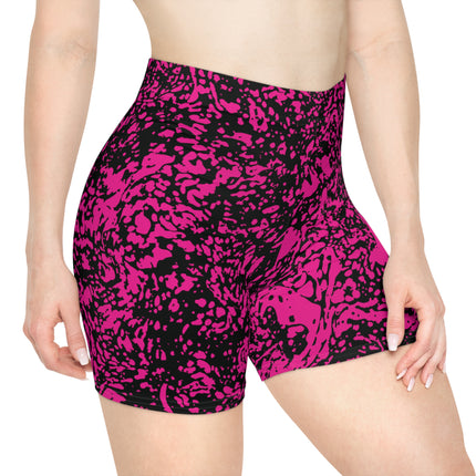🔥 High-Waisted Splatter Shorts – Electric Pink & Black