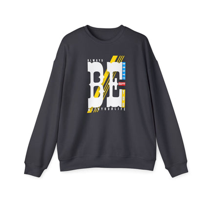 BE Happy Motivational Graphic Sweatshirt – Inspire Your Look