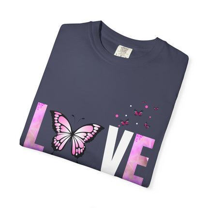 🦋 LOVE Butterfly” Graphic T-Shirt – Soft Teal