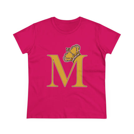 Women's Midweight Cotton Tee, Print Alphabet Letter M