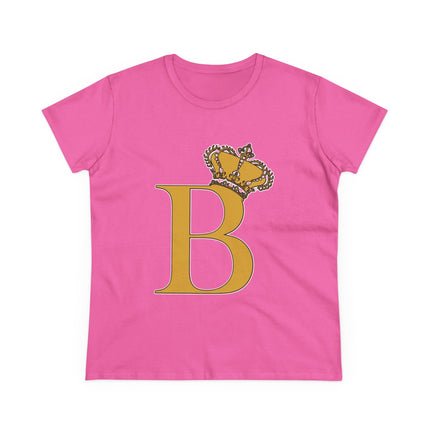 Women's Midweight Cotton Tee, Print Queen Letter B