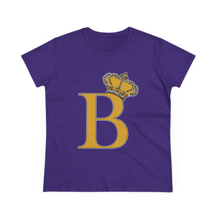 Women's Midweight Cotton Tee, Print Queen Letter B