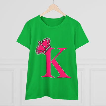 👑 “K” Royal Monogram Tee – Bold in Magenta & Crowned in Pink