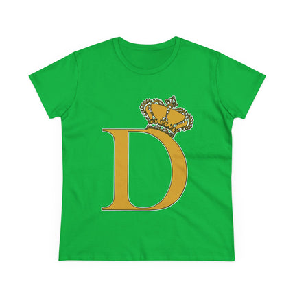 Women's Midweight Cotton Tee, Print Queen Letter D