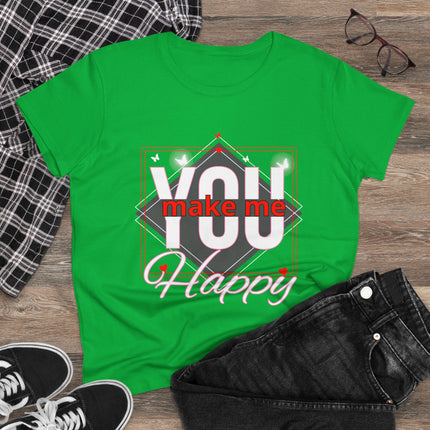 💖 “YOU Make Me Happy” Love Statement Tee – Deep Pink