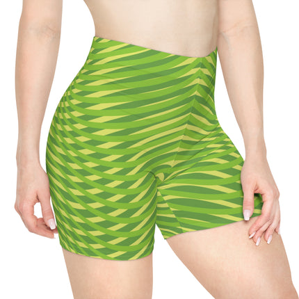 🍃 "Lime Twist" High-Waist Active Shorts