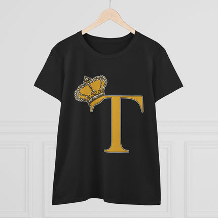 Women's Midweight Cotton Tee, Print Queen Letter T