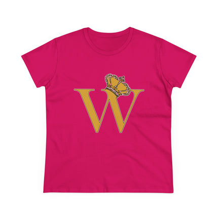 Women's Midweight Cotton Tee, Print Alphabet Letter W