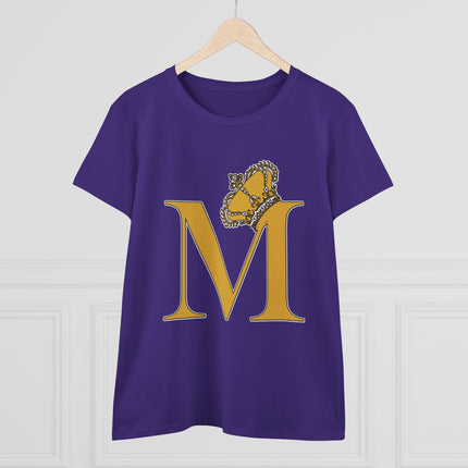 Women's Midweight Cotton Tee, Print Alphabet Letter M