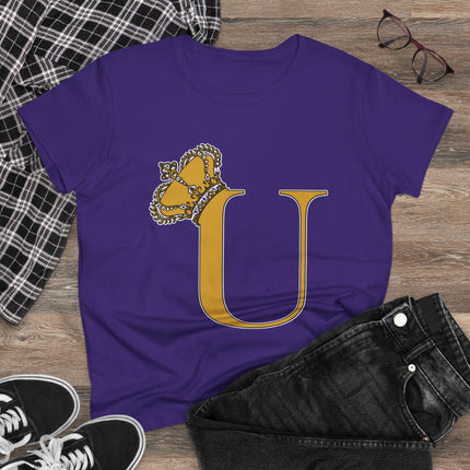 👑 Majestic “U” Monogram T-Shirt – Royal Gold on Regal Magenta