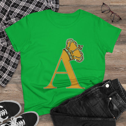 Print Queen Letter A, Women's Midweight Cotton Tee