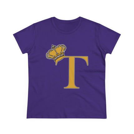 Women's Midweight Cotton Tee, Print Queen Letter T