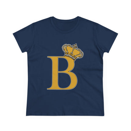 Women's Midweight Cotton Tee, Print Queen Letter B