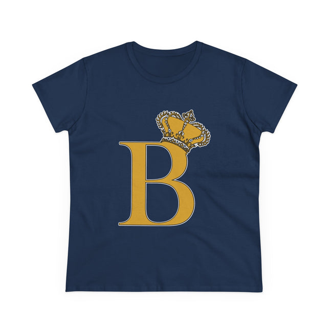 Women's Midweight Cotton Tee, Print Queen Letter B