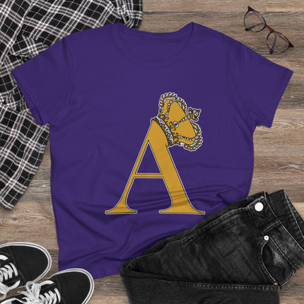 Print Queen Letter A, Women's Midweight Cotton Tee