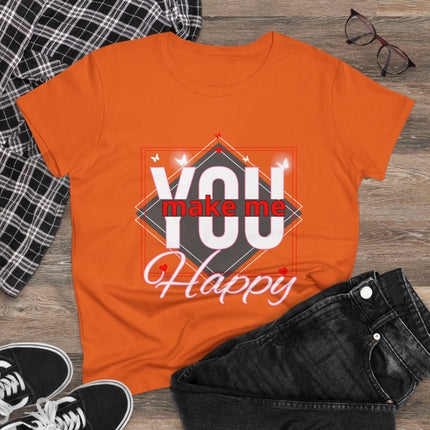 💖 “YOU Make Me Happy” Love Statement Tee – Deep Pink