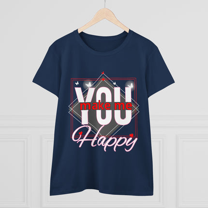 💖 “YOU Make Me Happy” Love Statement Tee – Deep Pink
