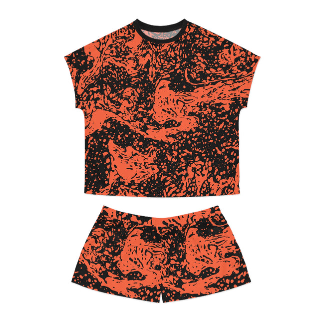 🧡 Urban Blaze Set – Abstract Orange & Black Matching Tee & Shorts