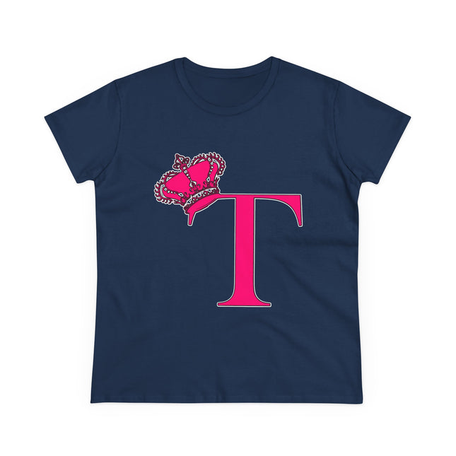 Women's Midweight Cotton Tee, Print Queen Letter T