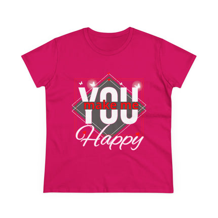 💖 “YOU Make Me Happy” Love Statement Tee – Deep Pink