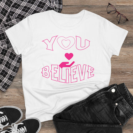 YOU BELIEVE Heart Graphic T-Shirt