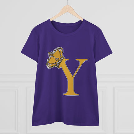Women's Midweight Cotton Tee, Print Queen Letter Y