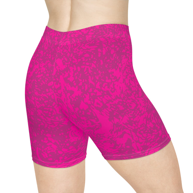 Electric Fuchsia High-Waisted Workout Shorts