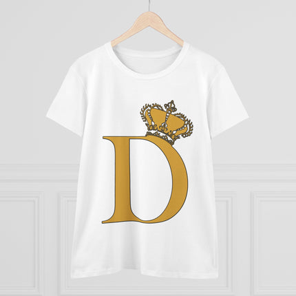 Women's Midweight Cotton Tee, Print Queen Letter D