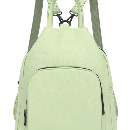 Pu Backpack Practical Soft Leather Zipper Handbag