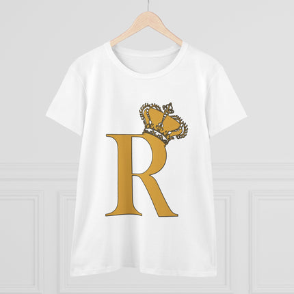 👑 “R” Monogram Tee – Regal in White & Gold