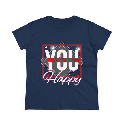 💖 “YOU Make Me Happy” Love Statement Tee – Deep Pink