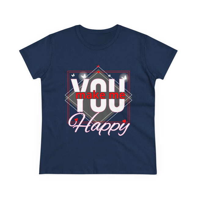 💖 “YOU Make Me Happy” Love Statement Tee – Deep Pink