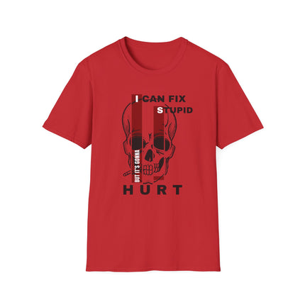 💀 "I Can Fix Stupid" Skull Graphic Tee – Savage Style, Unfiltered Attitude