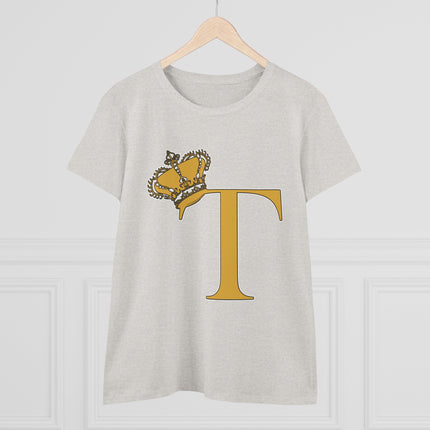 Women's Midweight Cotton Tee, Print Queen Letter T