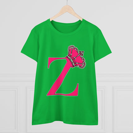 👑 “Z” Monogram Tee – Regal in White & Hot Pink